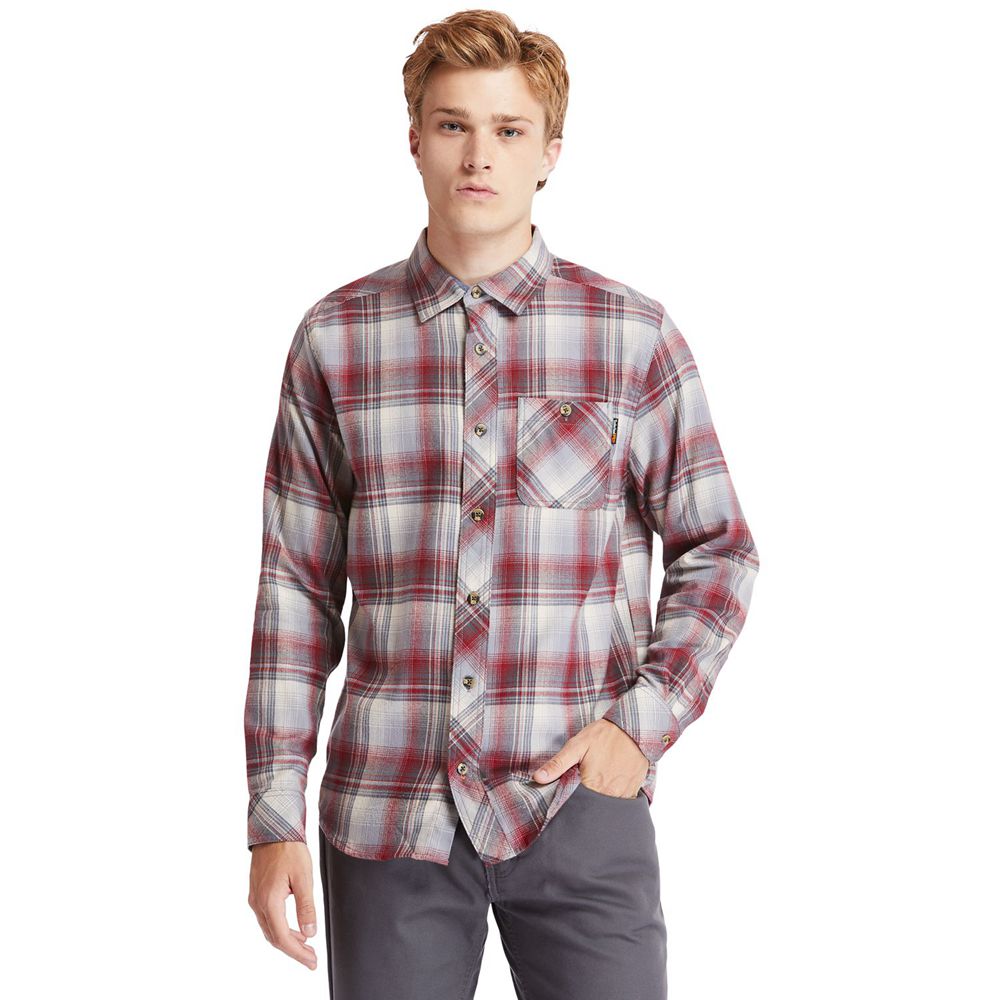 Timberland Πουκαμισα Ανδρικα Μπορντο - Pro® Woodfort Midweight Flannel Work - Greece 1278469-MD